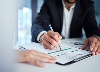 People go over paperwork