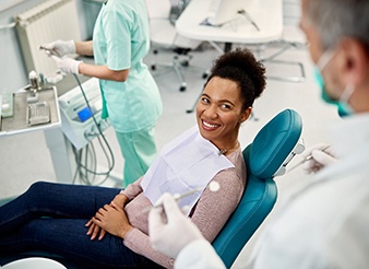 Dentist explaining their findings during dental checkup