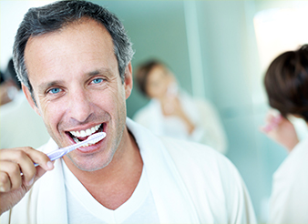 Man brushing teeth