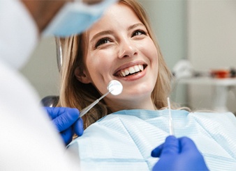 A woman in the dentist chair